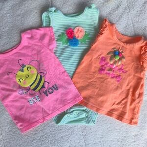Wonder Nation Set of three colorful tops for baby girl sizes 6-9 months